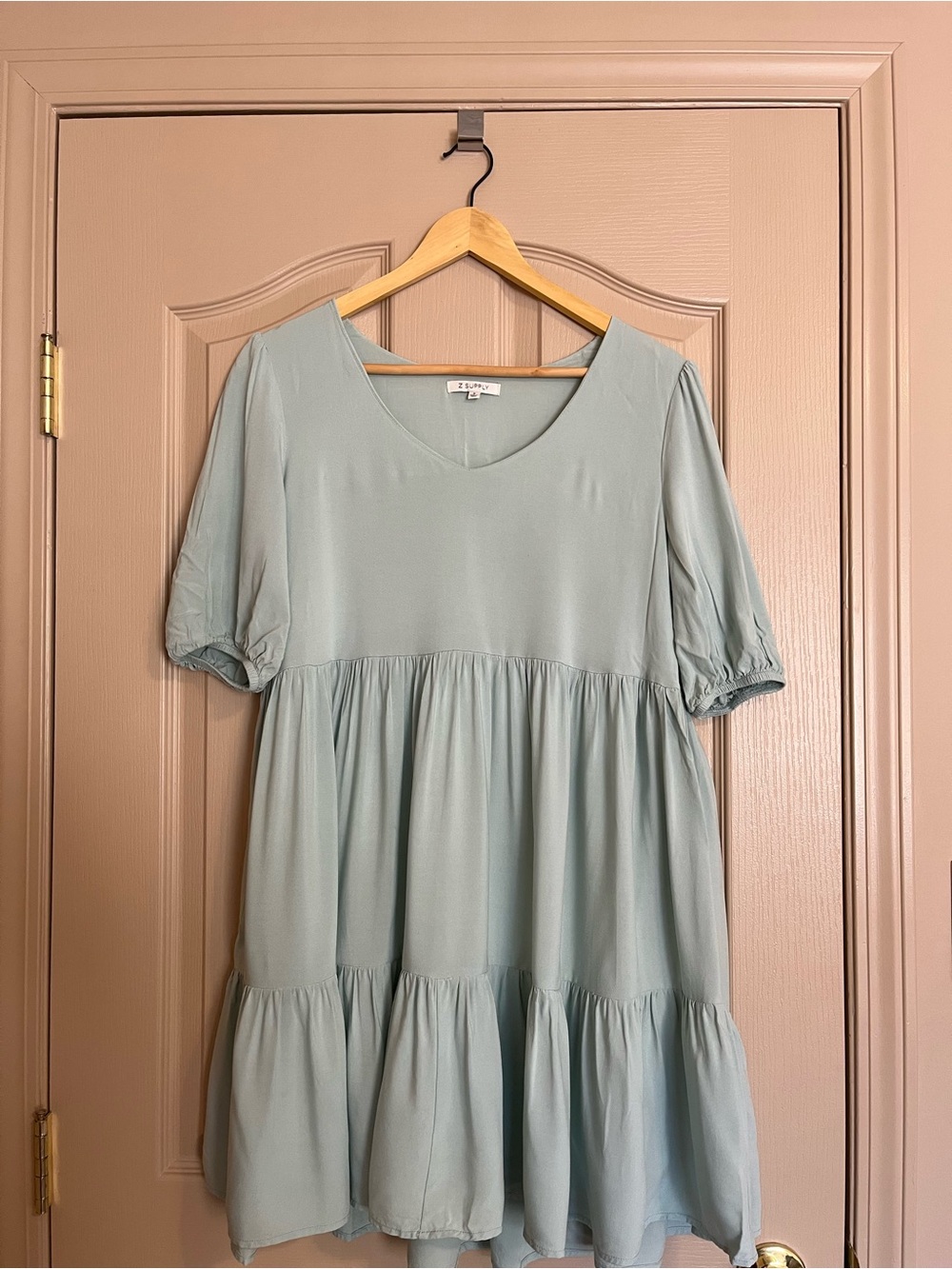 Z Supply Mint Tiered V-Neck Mini Dress
